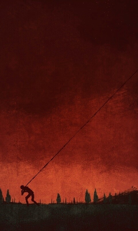 Человек тянущий звезду обои