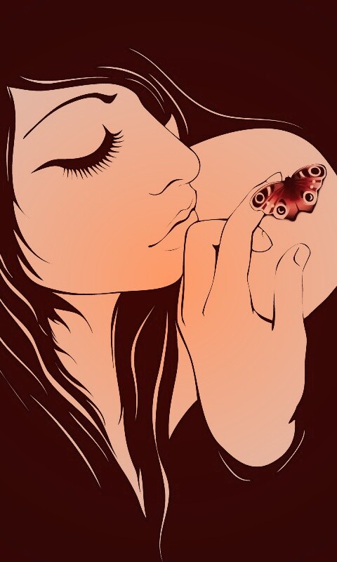 Бабочка на плече обои