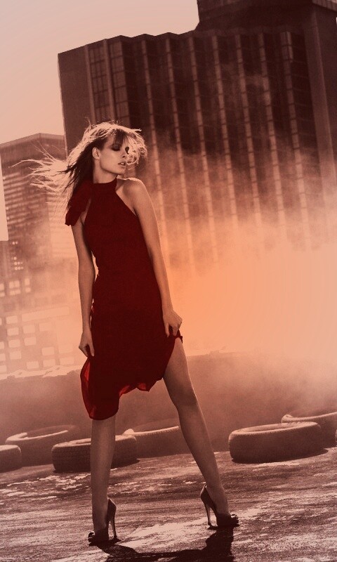 Девушка в красном обои