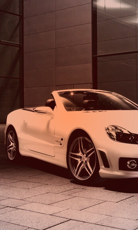 Белый мерседес с открытым верхом обои