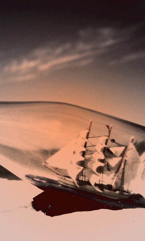 Парусник в бутылке обои