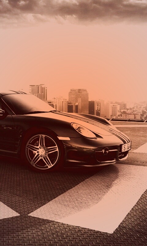 Порш на вертолетной площадке обои