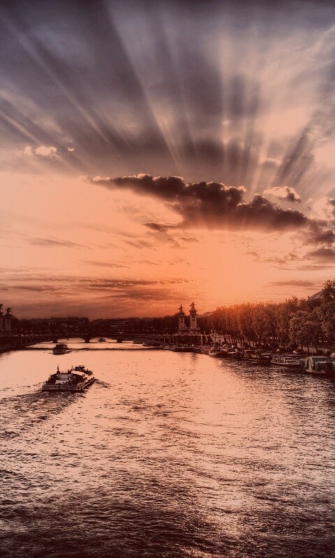 Закат над парижем HDR обои