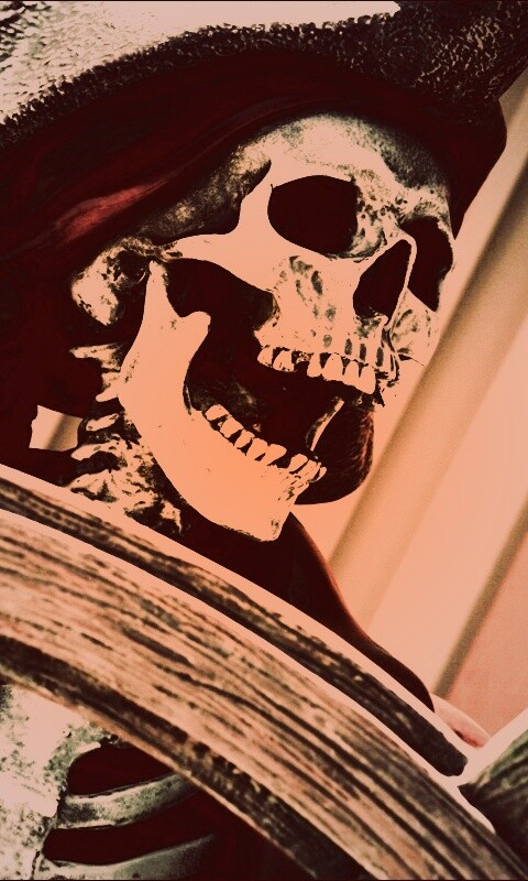 Скелет пирата за штурвалом обои