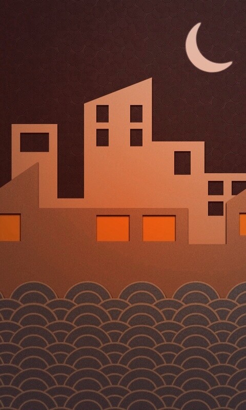 Ночной город на реке обои