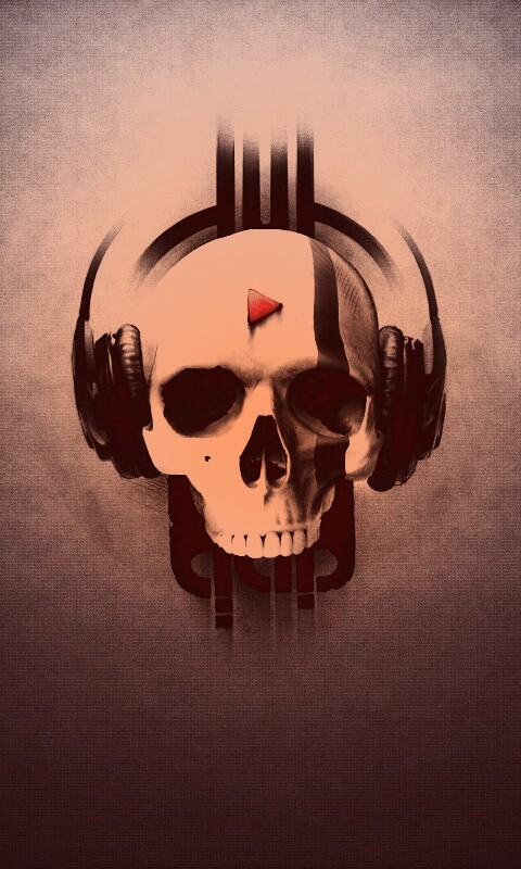 Череп в наушниках обои