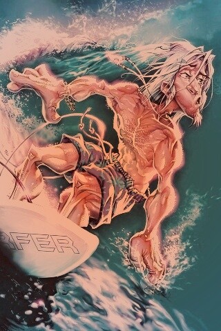 Карикатура на серфера обои