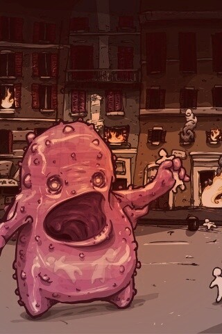 Монстр жрет людей обои