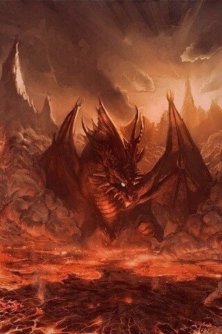 Дракон в лаве обои