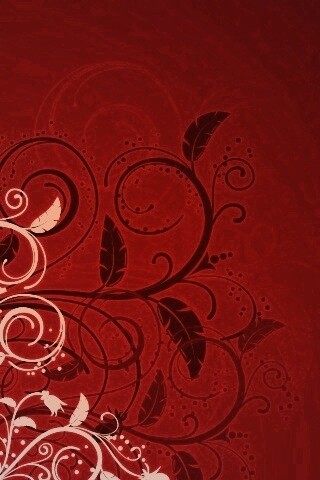 Черно-белые листики на красном фоне обои