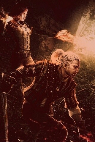 Геральт и Трисс в бою обои