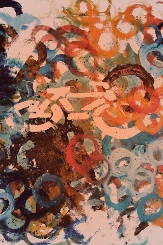 Рисованный через трафарет велосипед обои