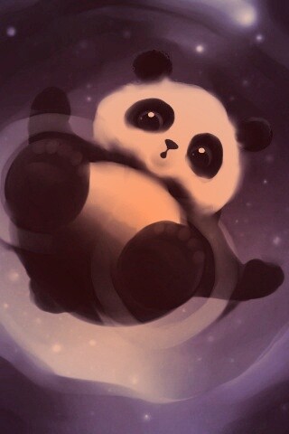 Маленькая панда и лужа обои