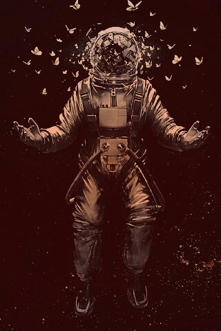 Космонавт и бабочки обои