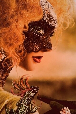 Девушка в карнавальной маске обои