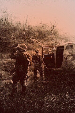 Солдаты из сталкера на болоте обои