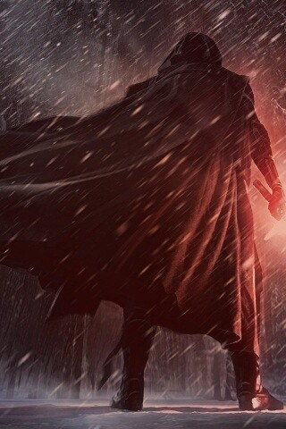 Кайло Рен в зимнем лесу обои