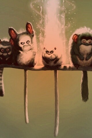 Существа на ветке обои