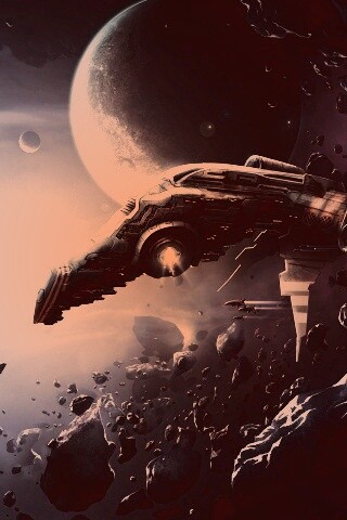 Полет в астероидах обои