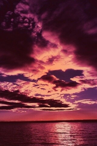 Фиолетовое закатное небо обои