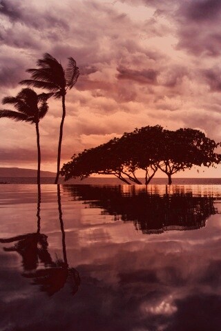 Восход над озером обои