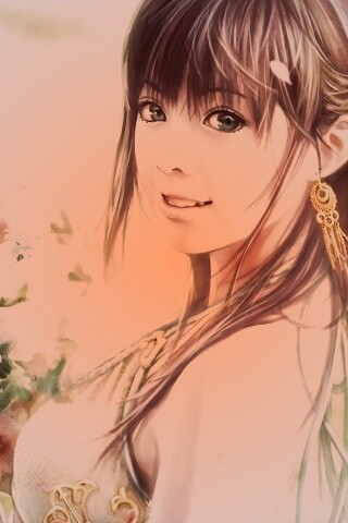 Девушка с цветами обои