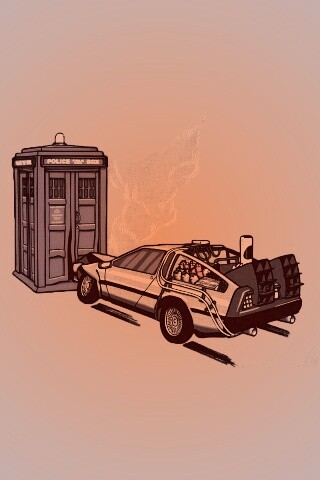 Что будет если ДеЛореан врежется в Тардис? обои