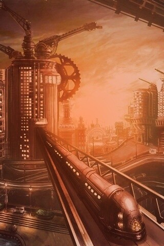 Город из мира стимпанк обои