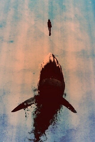 Акула гонится за человеком обои