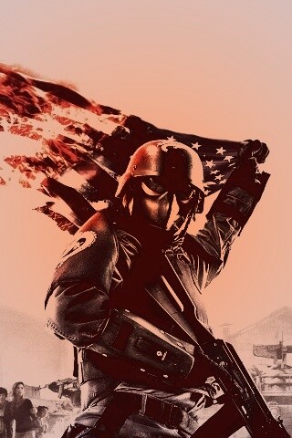 Солдат сжигает американский флаг обои