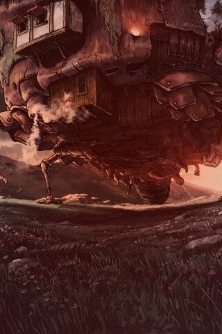 Ходячий замок в движении обои