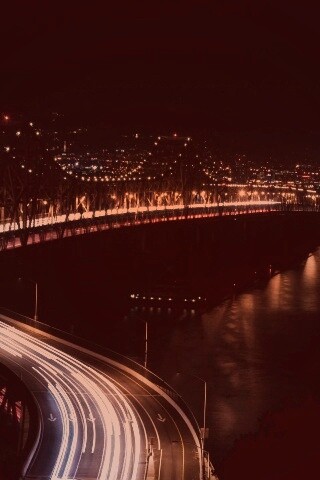 Вид на мост ночью обои