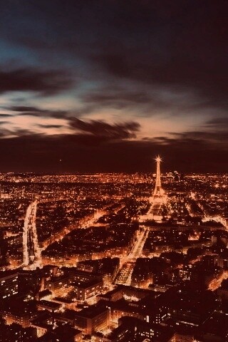 Вид на ночной Париж обои