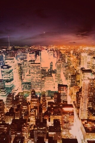 Вид на ночной Нью-Йорк обои