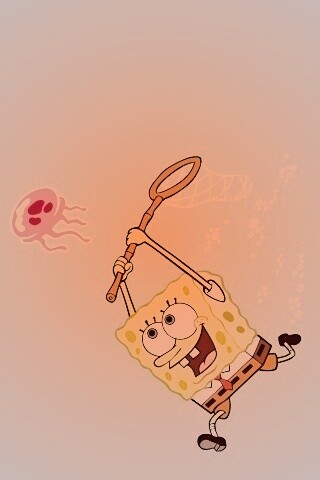 Губка Боб гонится за медузой обои