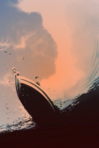 Катер и водная черепаха обои