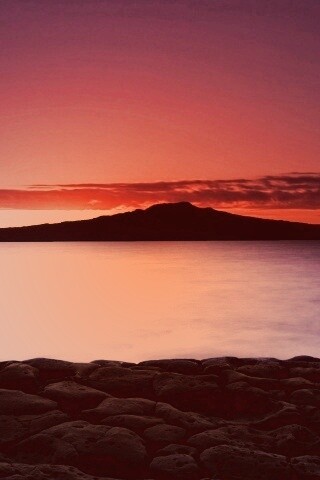 Закат за островом Рангитото обои