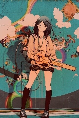 Девушка с бензопилой обои