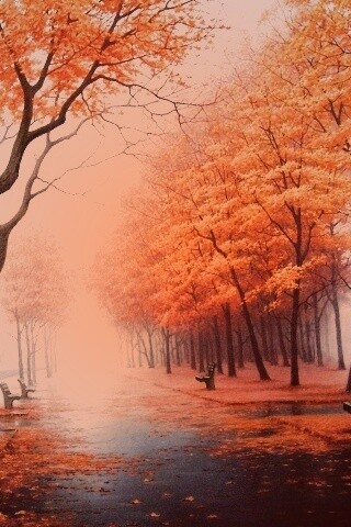 Дорога в осень обои