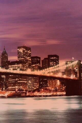 Бруклинский мост на фоне ночного Нью-Йорка обои