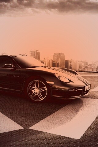 Порш на вертолетной площадке обои