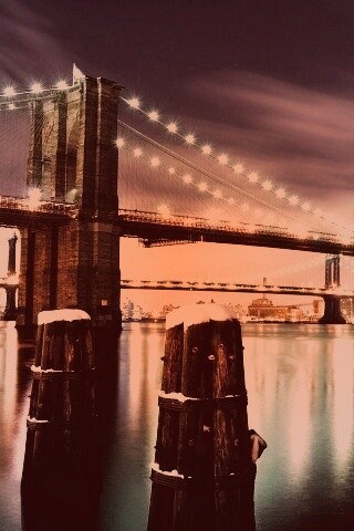 Бруклинский мост зимой HDR обои