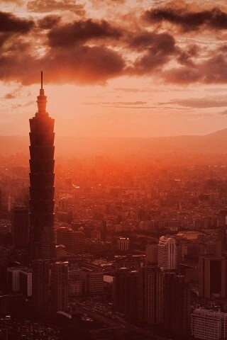 Башня на закате обои