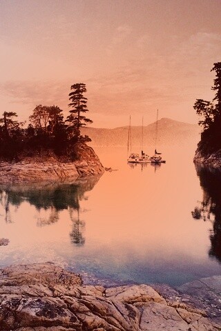 Яхты в заливе обои