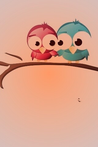 Две птички на ветке щебечут о любви обои