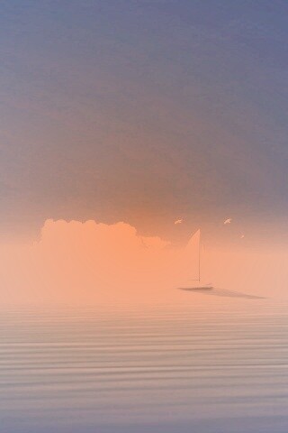 Голубые обои под хорошее настроение с парусником обои