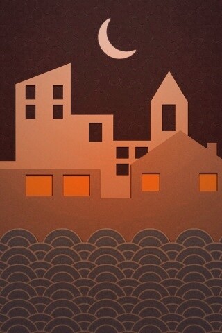 Ночной город на реке обои