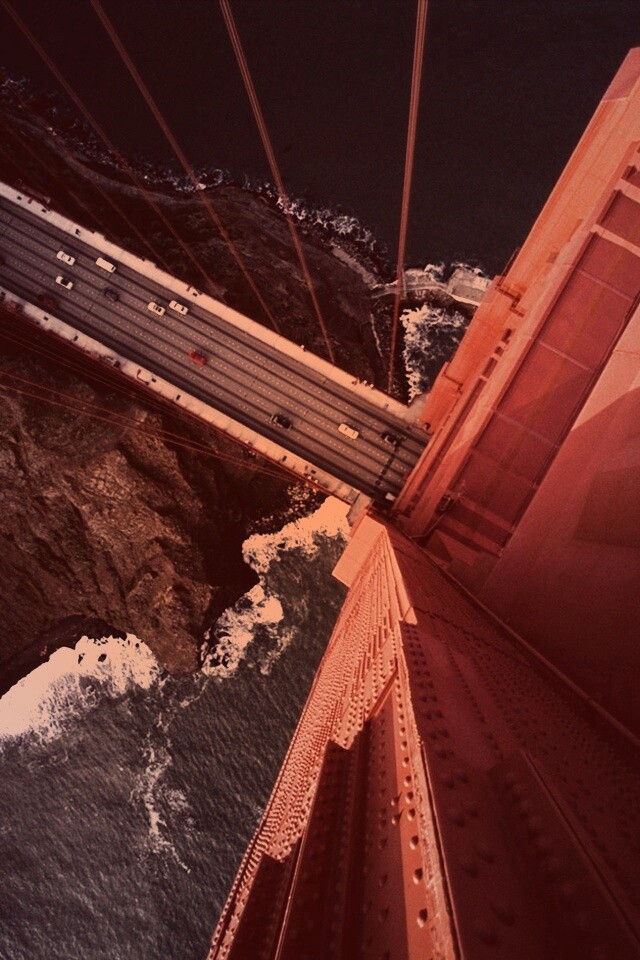 Вид в с пролета моста Золотые Ворота обои