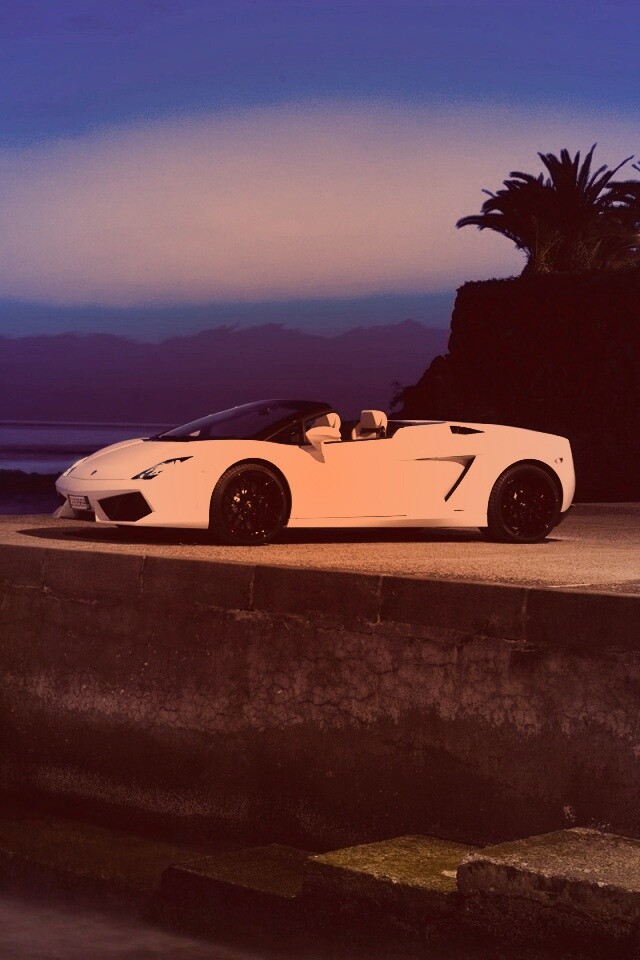 Белый кабриолет ламбо обои