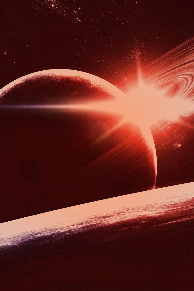 Солнце сквозь кольца Сатурна обои